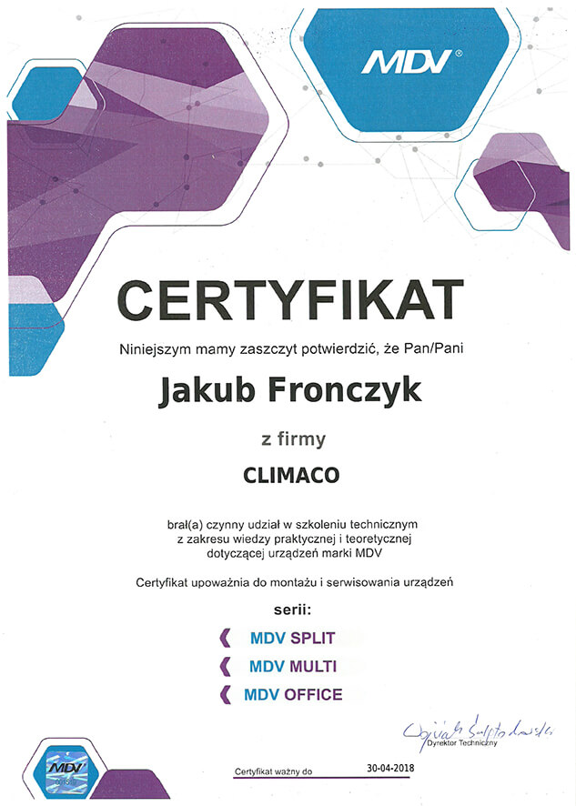 Certyfikat MVD 2018